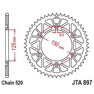 JT Sprockets Rear Racelite Aluminum Race Sprocket Orange 45 Tooth 45T 520 Chain