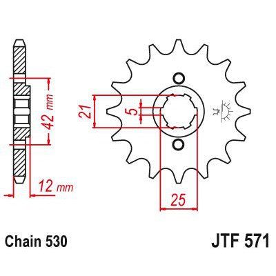 JT Sprockets Front Steel Sprocket 15 Tooth 15T 530 Chain JTF571.15